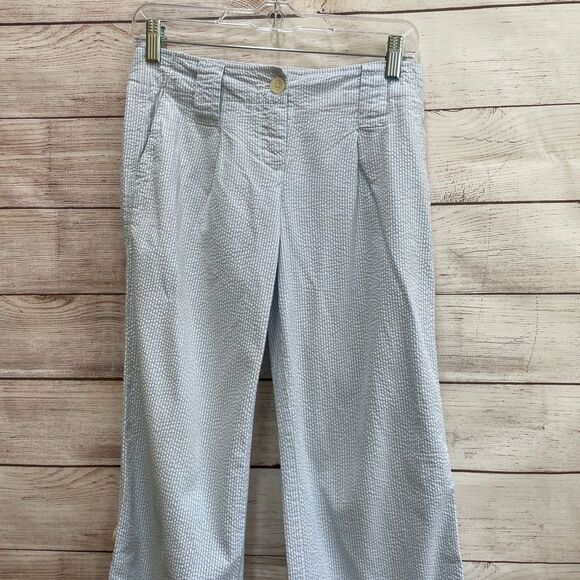 VINTAGE TOMMY HILFIGER SEERSUCKER CONVERTIBLE PANTS IN BLUE AND WHITE STRIPES - Picture 3 of 10